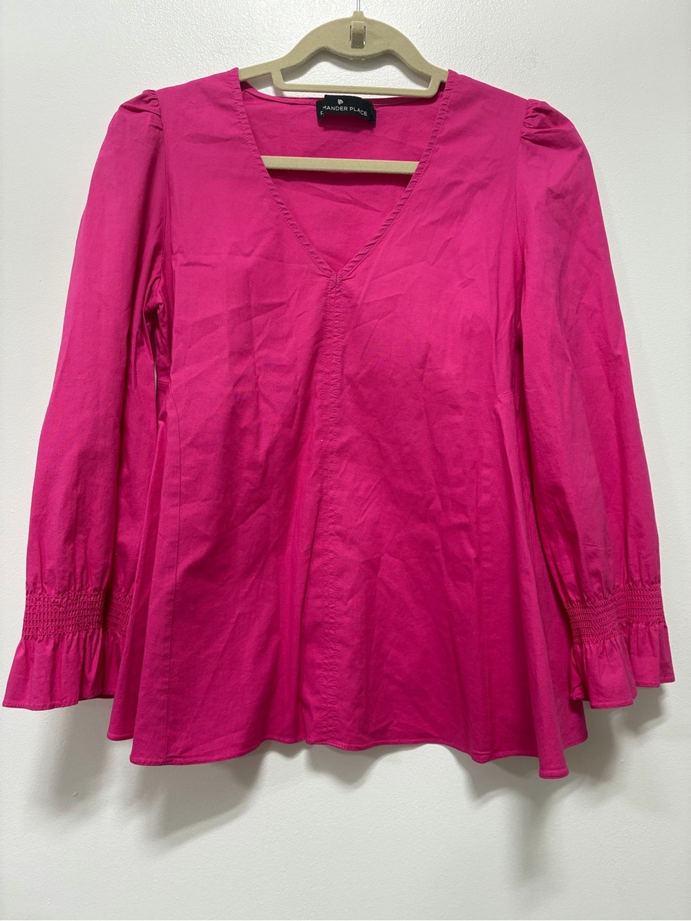 Pomander Place V-Neck Puff Sleeve Tunic in Hot Pink - Picture 3 of 9